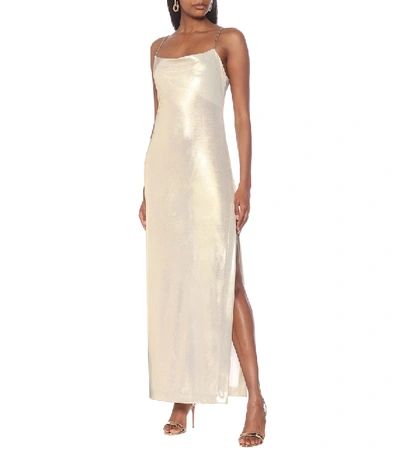 Shop Balmain Lamé Slip Dress In Metallic