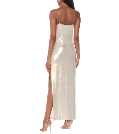 Shop Balmain Lamé Slip Dress In Metallic