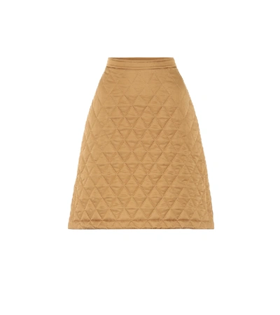 Shop Burberry Quilted High-rise Twill Skirt In Beige