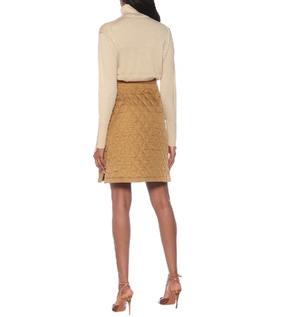 Shop Burberry Quilted High-rise Twill Skirt In Beige