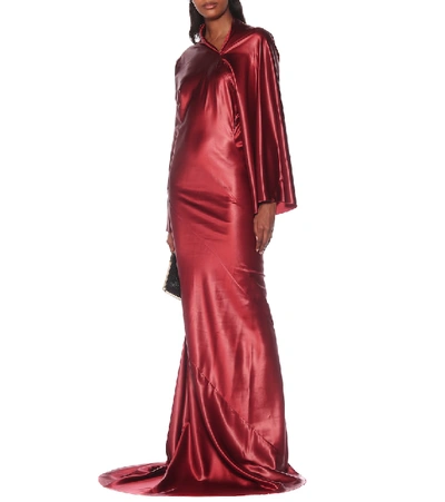 Shop Rick Owens Seb Satin Gown In Red