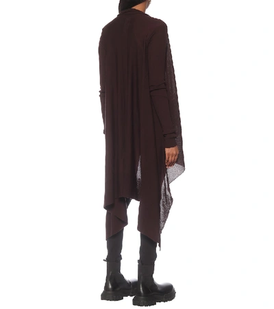 Shop Rick Owens Long Wrap Wool Cardigan In Red