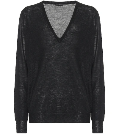 Shop Joseph Cashair Cashmere V-neck Sweater In Black