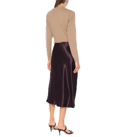 Shop Max Mara Leisure Alessio Satin Midi Skirt In Purple