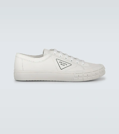 Shop Prada Wheel Low-top Sneakers With Logo In White