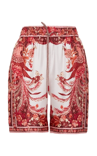 Shop Zimmermann Wavelength Placement Printed Silk Shorts In Pink