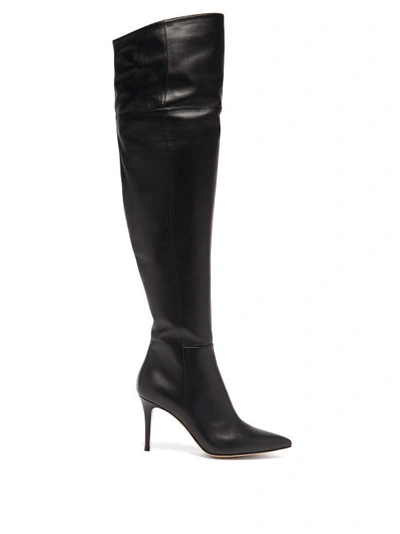 Gianvito Rossi Valeria 85 Over Knee Leather Boots In Black | ModeSens