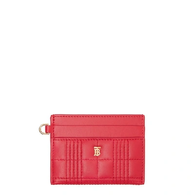 Shop Burberry Red Quilted Leather Card Holder