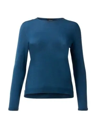 Shop Akris Cashmere & Silk Seamless Pullover Sweater In Cyan