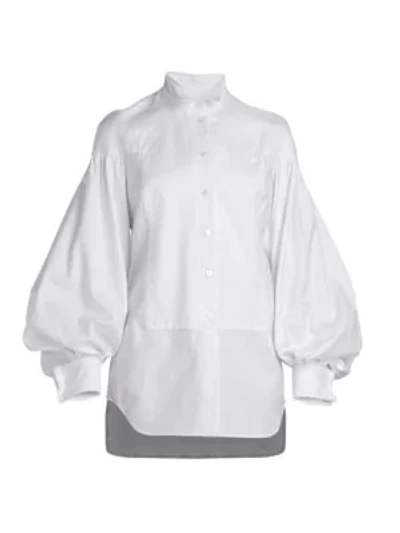 Shop Unttld Damian Puff-sleeve Shirt In White