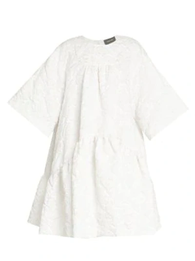 Shop Simone Rocha Short Gathered Cloque Dress In Ivory
