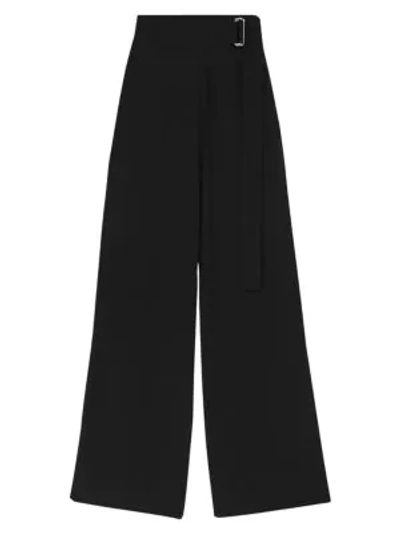 Shop Victoria Beckham Belted Wide-leg Pants In Black