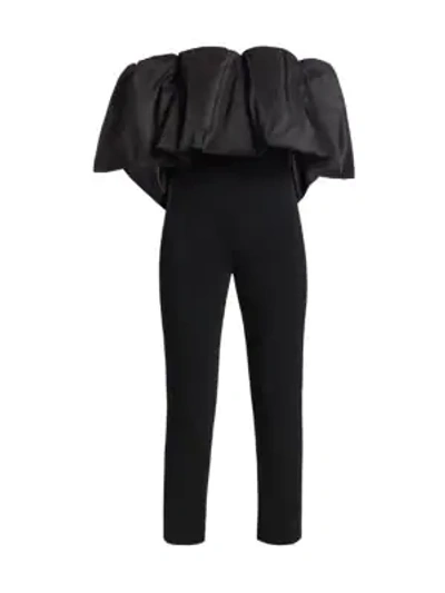 Shop Cushnie Off-the-shoulder Popover Cropped Jumpsuit In Black