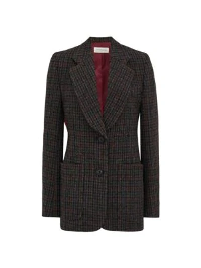 Shop Victoria Beckham Patch Pocket Wool Fitted Jacket In Grey Multi