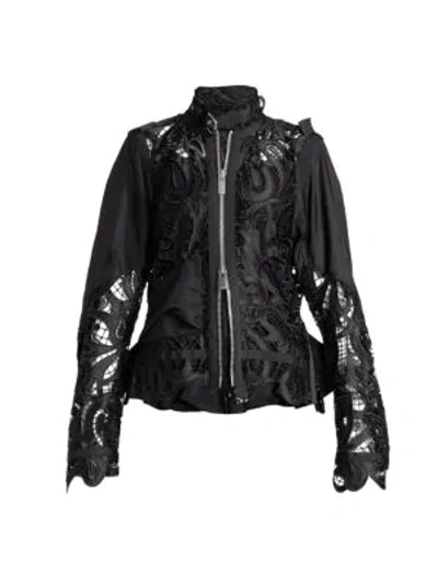 Shop Sacai Paisley Lace Blouson Jacket In Black