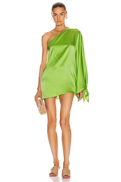 Shop Bernadette Linda Silk Satin Dress In Apple Green