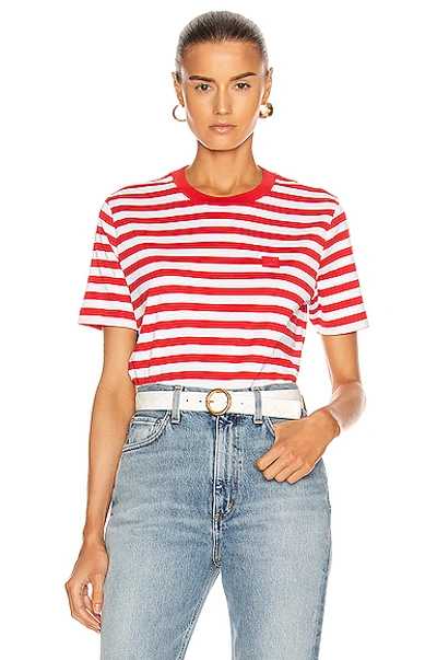 Shop Acne Studios Ellison Stripe Face T-shirt In Cherry Red