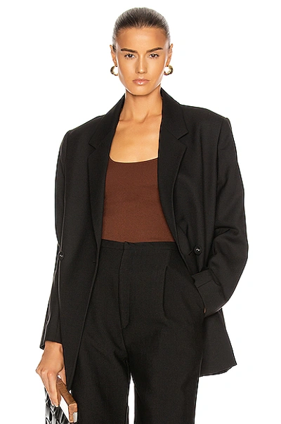 Totême Loreo Oversized Double-breasted Woven Blazer In Black