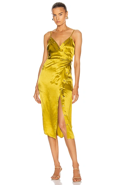 Shop Alexander Wang T Cami Twist Midi Dress In Chartreuse