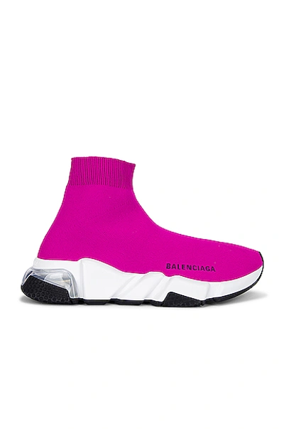 Shop Balenciaga Speed Light Sneakers In Fuxia & White