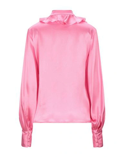 Shop Msgm Woman Shirt Fuchsia Size 4 Acetate, Silk In Pink