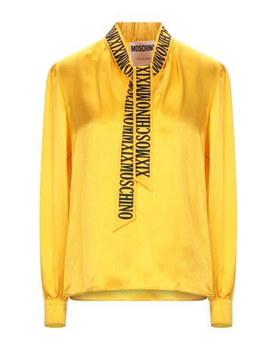 Shop Moschino Woman Blouse Yellow Size 8 Silk