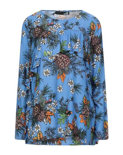 Shop Love Moschino Woman Top Azure Size 6 Viscose In Blue