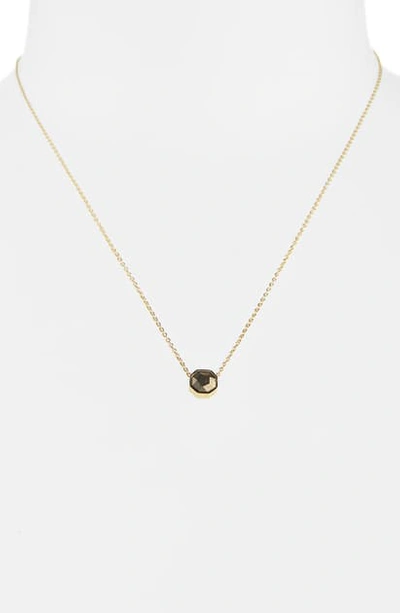 Shop Gorjana Power Gemstone Charm Adjustable Necklace In Strength/ Pyrite/ Gold