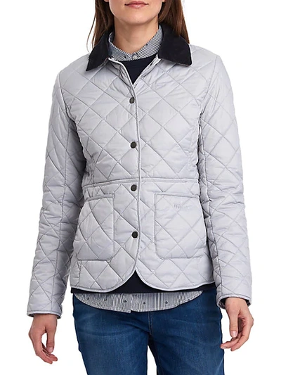 Shop Barbour Deveron Quilted Jacket In Ice White
