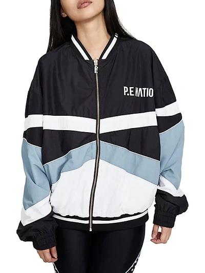 Shop P.e Nation Domininon Colorblock Reversible Bomber Jacket In Pale Blue Multi