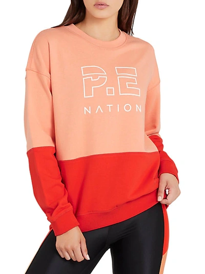 Shop P.e Nation Money Shot Colorblock Sweatshirt In Red Multi