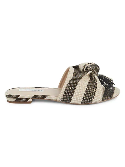 Shop Saks Fifth Avenue Women's Knotted Canvas Slides In Striped Linen