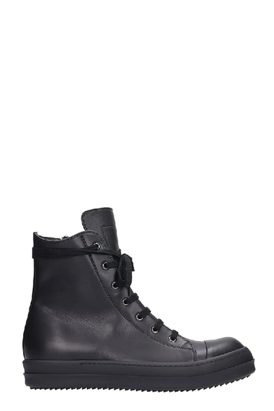 Shop Rick Owens Sneaker High Sneakers In Black Leather