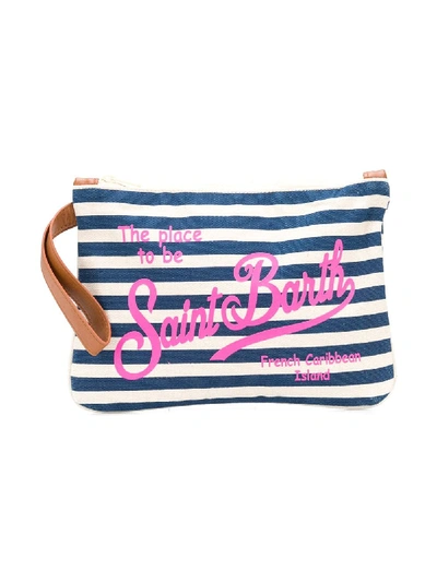 Shop Mc2 Saint Barth Parisienne Striped Pouch In Blue