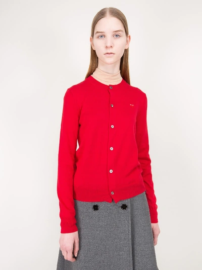 Shop Comme Des Garçons Play Knitted Cardigan Heart Red