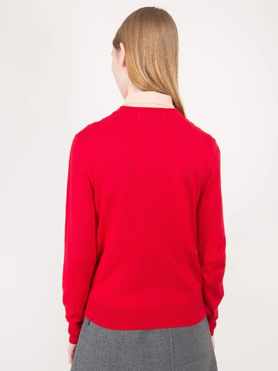 Shop Comme Des Garçons Play Knitted Cardigan Heart Red