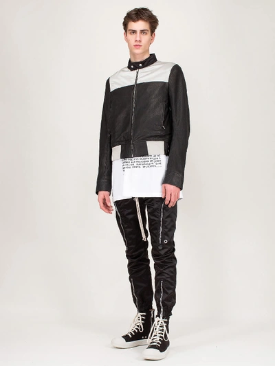 Shop Rick Owens Leather Jacket Black Glitter