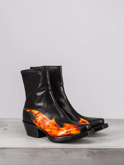 Shop Vetements Flame Cowboy Boots In Black