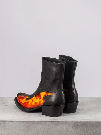 Shop Vetements Flame Cowboy Boots In Black