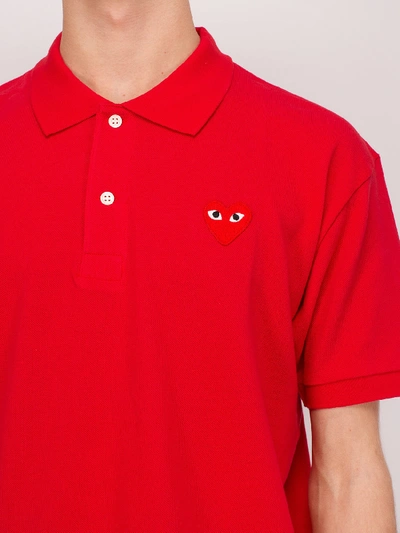Shop Comme Des Garçons Play Polo Red Heart Red