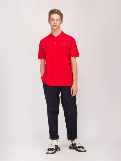 Shop Comme Des Garçons Play Polo Red Heart Red