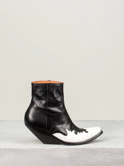 Vetements Kick-ass Two-tone Leather Ankle Boots In Black | ModeSens