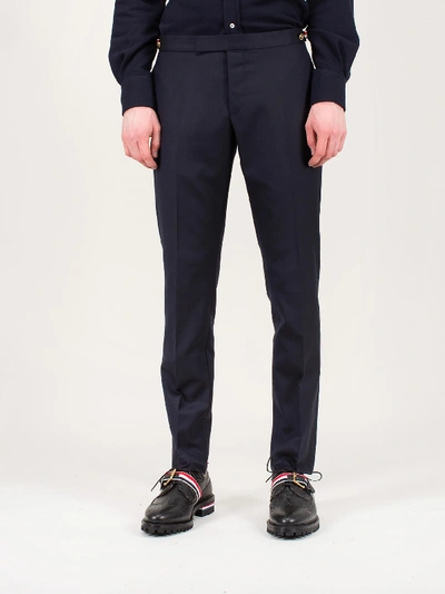 Shop Thom Browne Low Rise Skinny Trousers In Blue