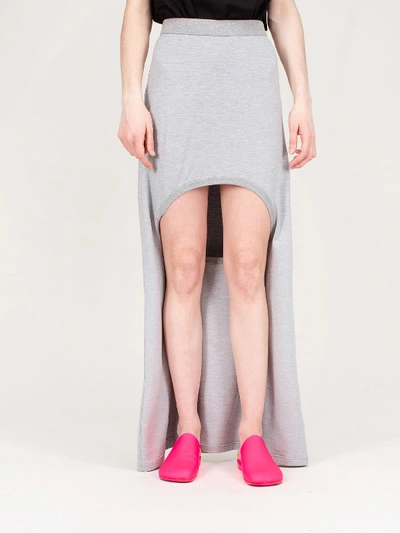 Shop Burberry Stretch Silk Jersey Step-through Skirt In Grey