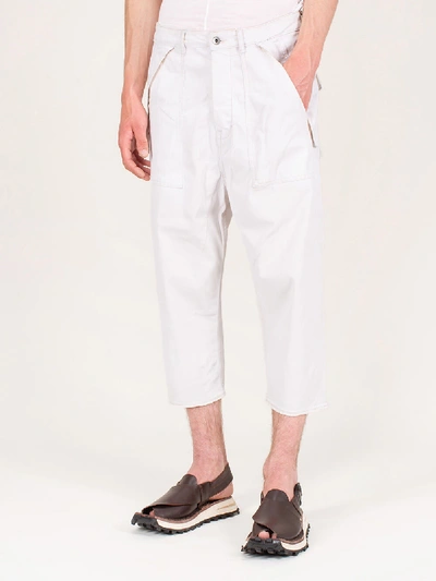 Shop Rick Owens Drkshdw Cargo Collapse Cropped Jeans White Wax