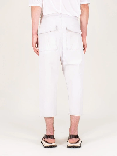 Shop Rick Owens Drkshdw Cargo Collapse Cropped Jeans White Wax