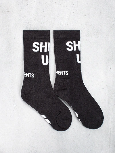 Shop Vetements Shut Up Socks Black