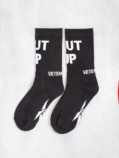 Shop Vetements Shut Up Socks Black