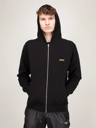 Shop Affix Basic Embroidered Zip Up Hoodie In Black