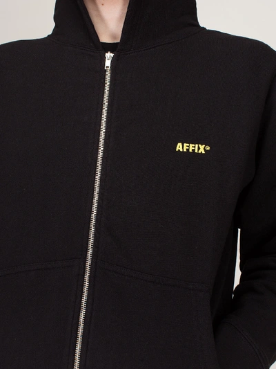 Shop Affix Basic Embroidered Zip Up Hoodie In Black
